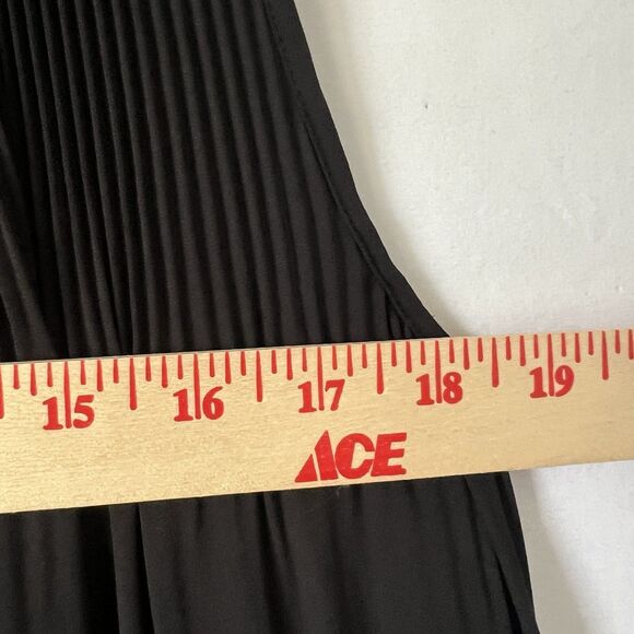 Chico’s Black Label Pleated Maxi Dress Sleeveless Black Size 4 Elegant Flowy - Picture 8 of 10